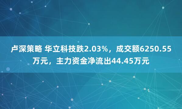 卢深策略 华立科技跌2.03%，成交额6250.55万元，主力资金净流出44.45万元